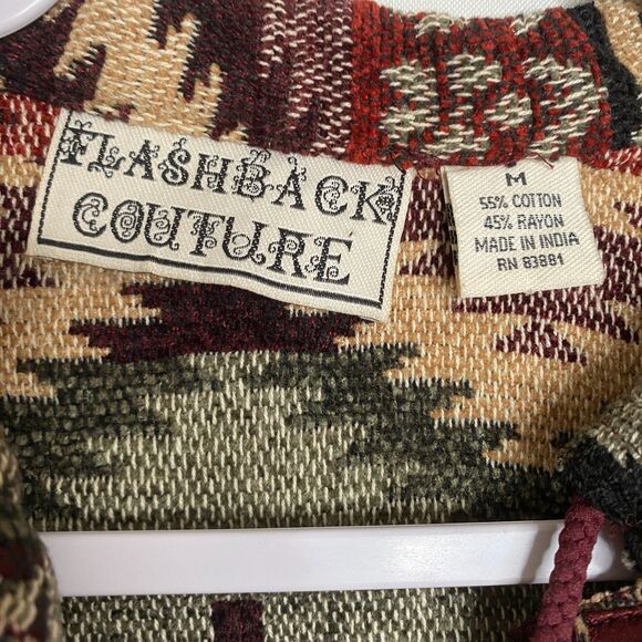 Flashback Couture Woven Jacket Southwestern Art to Wear Button Closure Size M - Picture 10 of 13